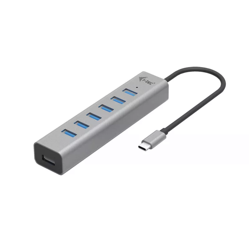 i-tec USB-C įkrovimo metalinis šakotuvas 7 prievadų USB 3.2 Gen 1 Type-C Type-A