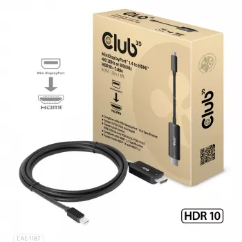 CLUB3D MiniDisplayPort 1.4 į HDMI 4K120Hz arba 8K60Hz HDR10+ kabelis M/M 1,8 m / 6 pėdos