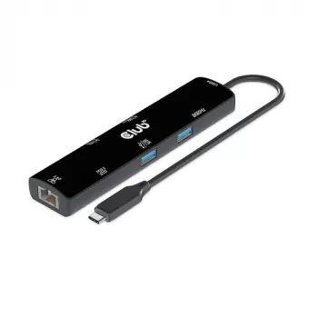 CLUB3D USB4™ Gen3x2 Type-C, 6 viename šakotuvas su HDMI™ 8K60Hz arba 4K120Hz, 2xUSB Typee-A(10G), Ethernet RJ45(2.5G) ir 2xUSB Type-C, 1x Data(10G) ir 1xPD3.0 įkrovimas 100 W