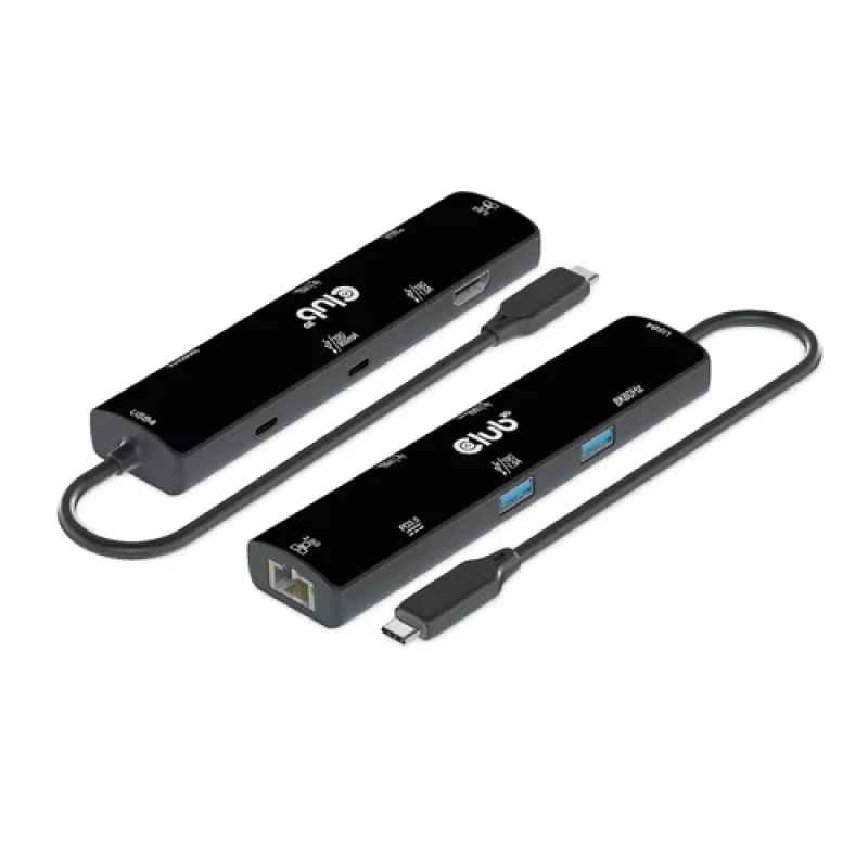 CLUB3D USB4™ Gen3x2 Type-C, 6 viename šakotuvas su HDMI™ 8K60Hz arba 4K120Hz, 2xUSB Typee-A(10G), Ethernet RJ45(2.5G) ir 2xUSB Type-C, 1x Data(10G) ir 1xPD3.0 įkrovimas 100 W
