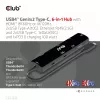 CLUB3D USB4™ Gen3x2 Type-C, 6 viename šakotuvas su HDMI™ 8K60Hz arba 4K120Hz, 2xUSB Typee-A(10G), Ethernet RJ45(2.5G) ir 2xUSB Type-C, 1x Data(10G) ir 1xPD3.0 įkrovimas 100 W