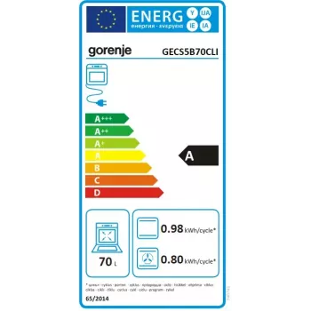 Laisvai pastatoma viryklė Gorenje GECS5B70CLI, elektrinė keraminė kaitlentė 4 zonos, 70 L orkaitė, dramblio kaulo spalvos, 500 mm plotis