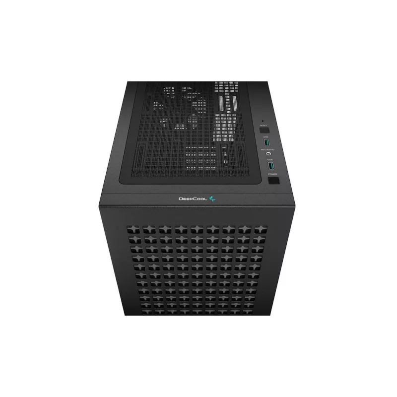 PC korpusas DeepCool CH370 Mini Tower — microATX/Mini‑ITX, grūdintas stiklas, palaiko iki 32 cm GPU