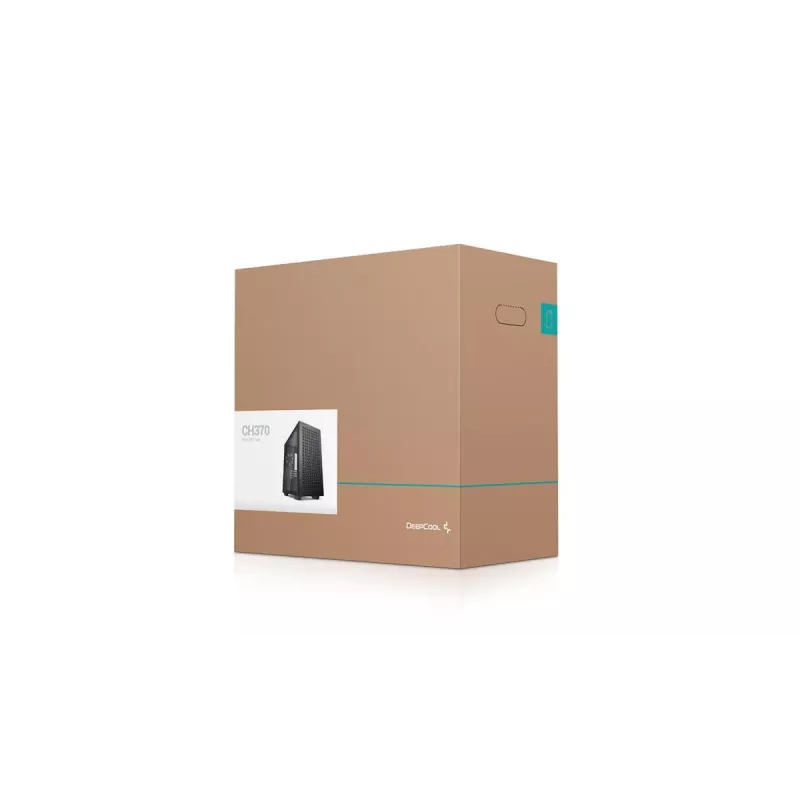 PC korpusas DeepCool CH370 Mini Tower — microATX/Mini‑ITX, grūdintas stiklas, palaiko iki 32 cm GPU