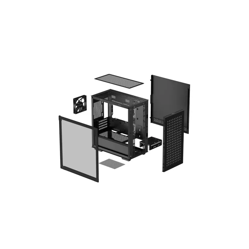 PC korpusas DeepCool CH370 Mini Tower — microATX/Mini‑ITX, grūdintas stiklas, palaiko iki 32 cm GPU
