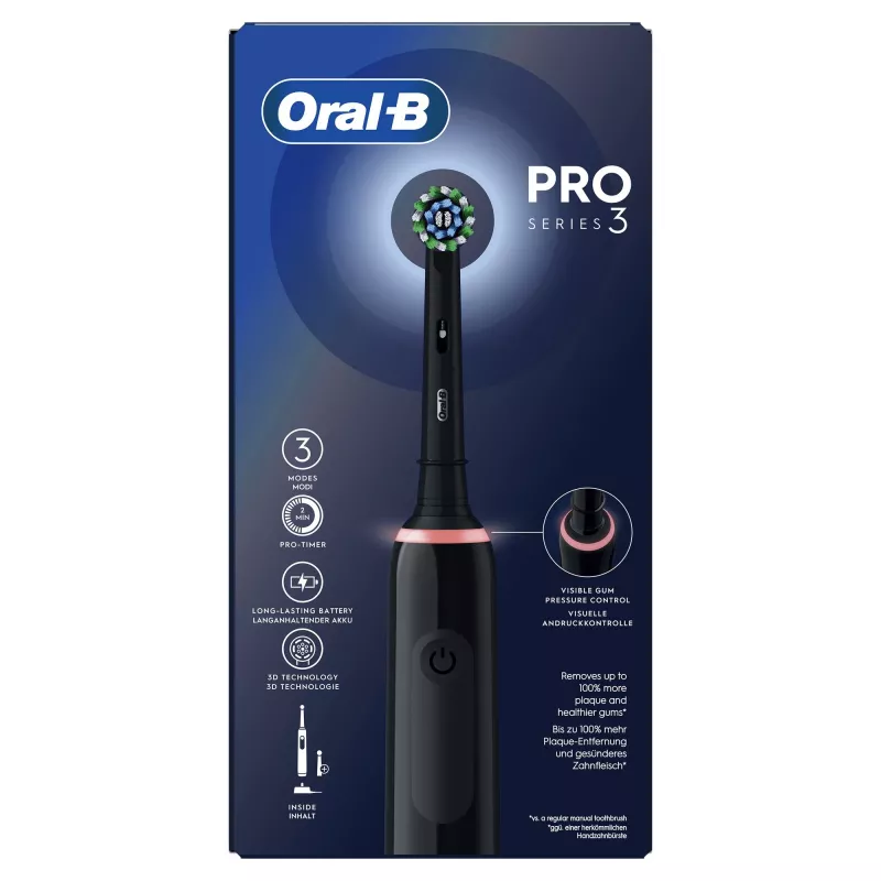 Oral-B Pro 3 Pro3 3000 suaugusiems rotacinė-osciliacinė dantų šepetėlis juodas