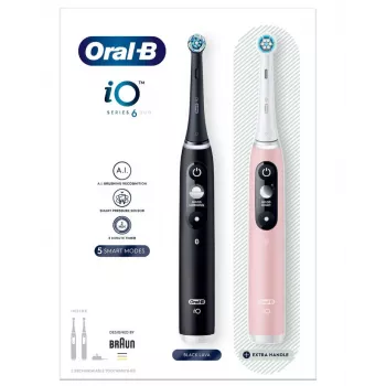 Oral-B iO 6 suaugusiems rotacinis dantų šepetėlis juodos, rožinės spalvos