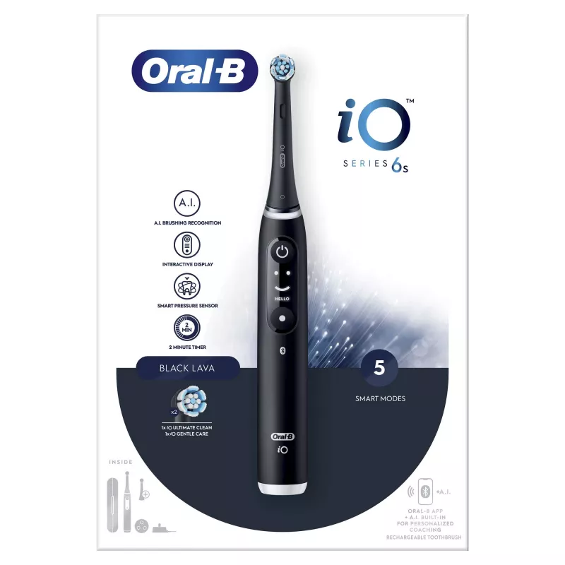 Oral-B iO 6 Suaugusiesiems vibruojantis dantų šepetėlis Juodas