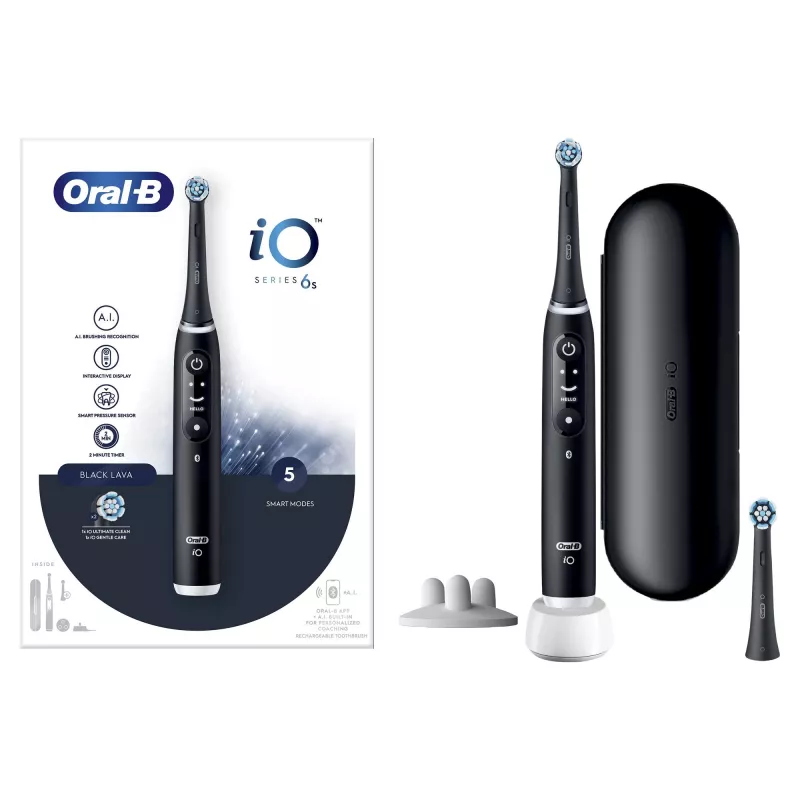 Oral-B iO 6 Suaugusiesiems vibruojantis dantų šepetėlis Juodas