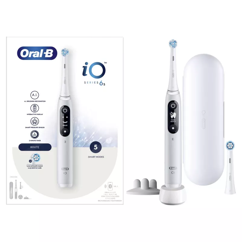 Oral-B iO 6 suaugusiems vibracinis dantų šepetėlis baltas