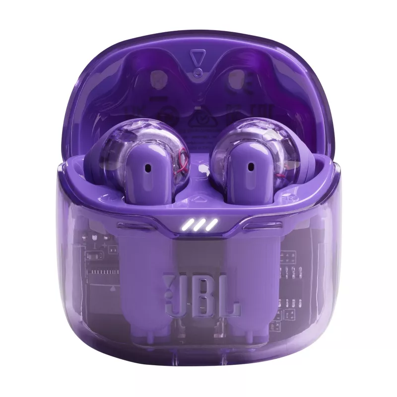JBL Tune Flex Ghost Edition Ausinės Tikras belaidis stereo (TWS) Į ausį Skambučiai/Muzika Bluetooth Violetinė, permatoma
