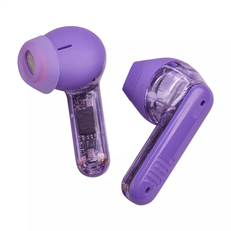 JBL Tune Flex Ghost Edition Ausinės Tikras belaidis stereo (TWS) Į ausį Skambučiai/Muzika Bluetooth Violetinė, permatoma