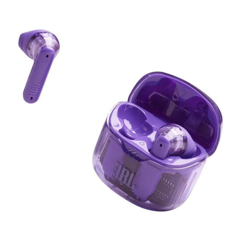JBL Tune Flex Ghost Edition Ausinės Tikras belaidis stereo (TWS) Į ausį Skambučiai/Muzika Bluetooth Violetinė, permatoma