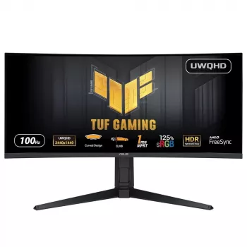 Monitorius ASUS TUF Gaming VG34VQEL1A 34 colių lenktas LED 3440 x 1440 100 Hz VA 1 ms FreeSync HDR10 USB stotelė