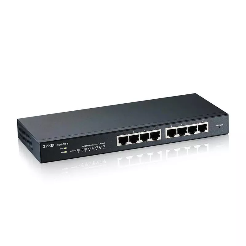 Zyxel GS1900-8 Valdomas L2 Gigabit Ethernet (10/100/1000) Juodas