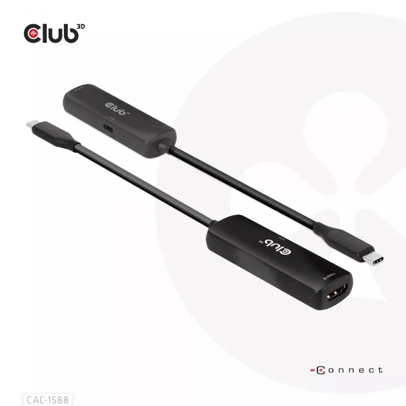 CLUB3D USB Gen2 Type-C į HDMI™ 8K60Hz arba 4K120Hz HDR10+ su DSC1.2 ir Power Delivery 3.0 aktyvus adapteris M/F