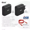 CLUB3D kelioninis įkroviklis 100 W GaN technologija, USB-IF TID sertifikuotas, vienas USB Type-C prievadas, palaiko Power Delivery (PD) 3.0