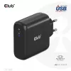 CLUB3D kelioninis įkroviklis 100 W GaN technologija, USB-IF TID sertifikuotas, vienas USB Type-C prievadas, palaiko Power Delivery (PD) 3.0