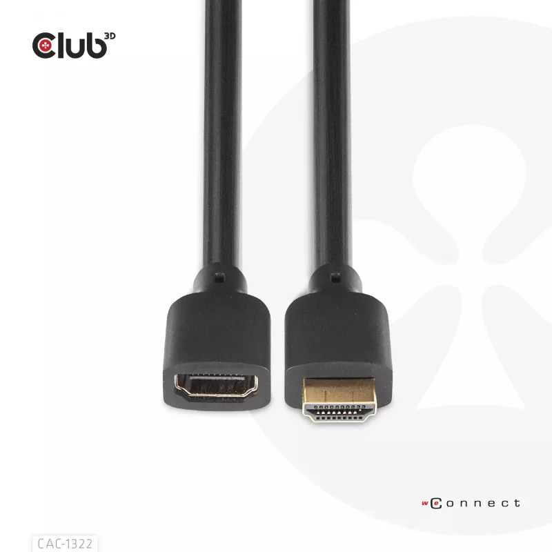 CLUB3D Ultra High Speed HDMI ilginimo kabelis 4K120Hz 8K60Hz 48Gbps M/F 1 m / 3,28 pėdos 30AWG