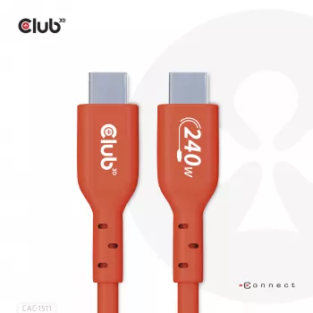 CLUB3D USB2 Type-C dvikryptis USB-IF sertifikuotas kabelis duomenims 480Mb, PD 240W(48V/5A) EPR M/M 1m / 3.23 ft