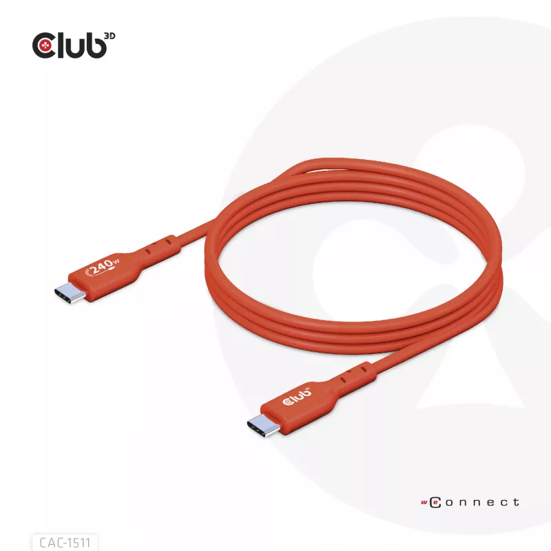 CLUB3D USB2 Type-C dvikryptis USB-IF sertifikuotas kabelis duomenims 480Mb, PD 240W(48V/5A) EPR M/M 1m / 3.23 ft