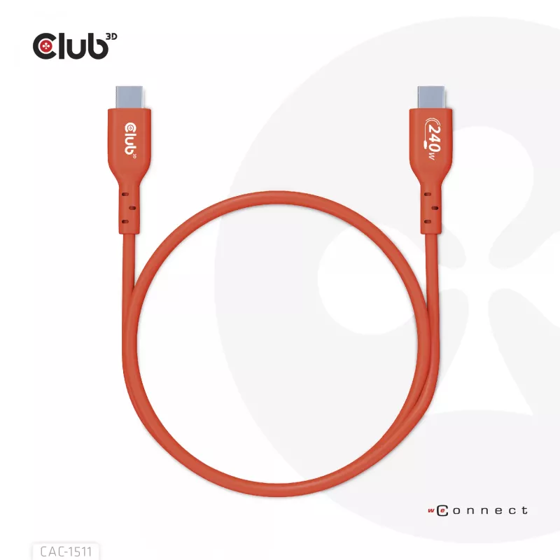 CLUB3D USB2 Type-C dvikryptis USB-IF sertifikuotas kabelis duomenims 480Mb, PD 240W(48V/5A) EPR M/M 1m / 3.23 ft