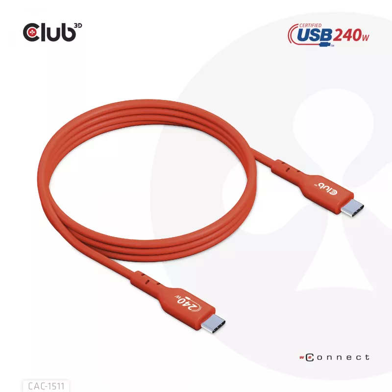 CLUB3D USB2 Type-C dvikryptis USB-IF sertifikuotas kabelis duomenims 480Mb, PD 240W(48V/5A) EPR M/M 1m / 3.23 ft