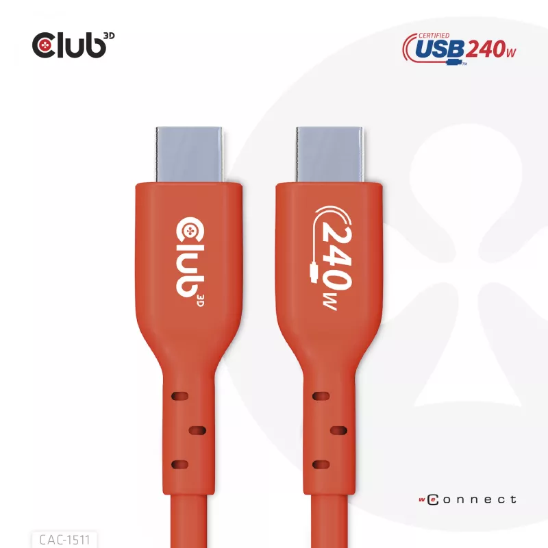 CLUB3D USB2 Type-C dvikryptis USB-IF sertifikuotas kabelis duomenims 480Mb, PD 240W(48V/5A) EPR M/M 1m / 3.23 ft