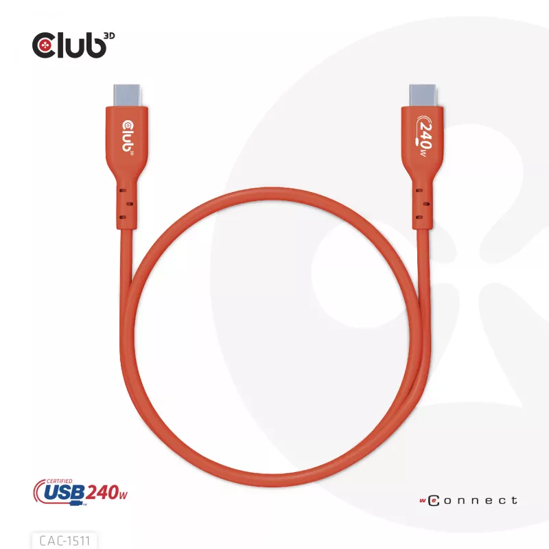 CLUB3D USB2 Type-C dvikryptis USB-IF sertifikuotas kabelis duomenims 480Mb, PD 240W(48V/5A) EPR M/M 1m / 3.23 ft