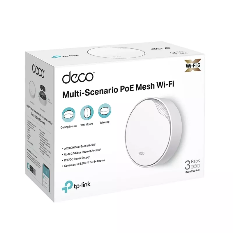 TP-Link AX3000 viso namo „Mesh“ Wi-Fi 6 sistema su PoE