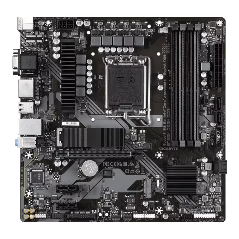 Motininė plokštė GIGABYTE B760M DS3H DDR4 Micro ATX, Intel LGA 1700, 4x DIMM, 128 GB, 2,5Gb LAN, 2x M.2, HDMI+DP