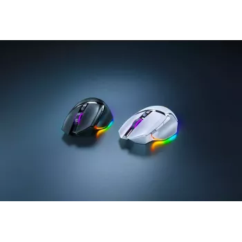Žaidimų pelė Razer Basilisk V3 Pro — dešinei rankai, optinė 30 000 DPI, RF belaidis/Bluetooth/USB-C, balta