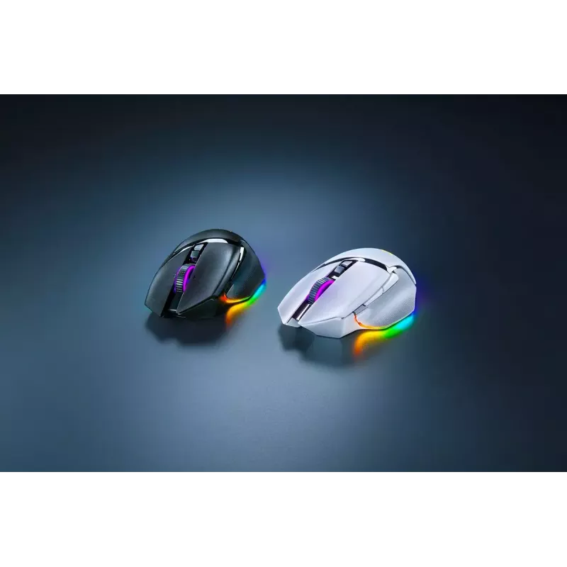 Žaidimų pelė Razer Basilisk V3 Pro — dešinei rankai, optinė 30 000 DPI, RF belaidis/Bluetooth/USB-C, balta