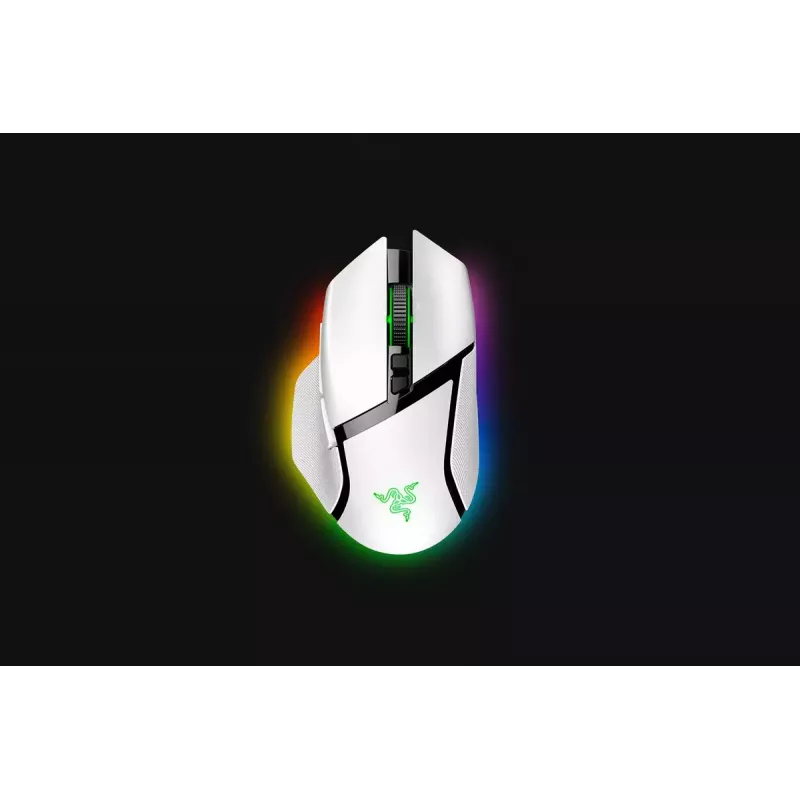 Žaidimų pelė Razer Basilisk V3 Pro — dešinei rankai, optinė 30 000 DPI, RF belaidis/Bluetooth/USB-C, balta