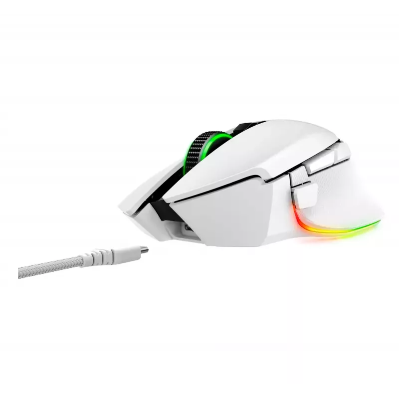 Žaidimų pelė Razer Basilisk V3 Pro — dešinei rankai, optinė 30 000 DPI, RF belaidis/Bluetooth/USB-C, balta