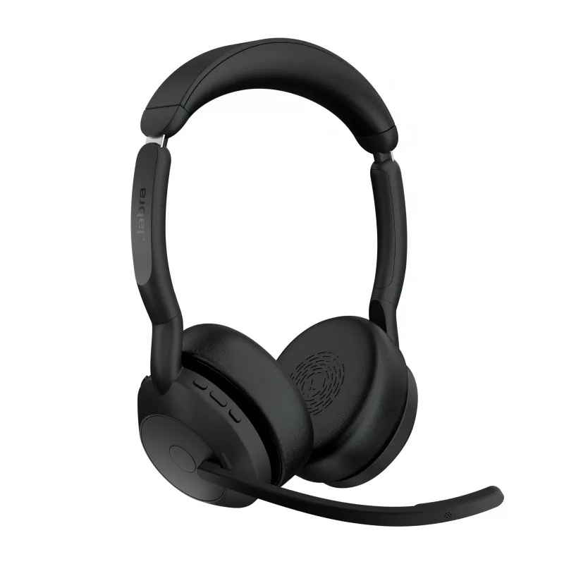 Jabra Evolve2 55 - Link380a UC Stereo (su stovu), belaidis, biurui/skambučių centrui, 20 - 20000 Hz, 130 g, ausinės, juodos