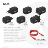 CLUB3D kelioninis įkroviklis PPS 65W GAN technologija, trigubas prievadas (2x USB Type-C + USB Type-A), palaiko Power Delivery (PD) 3.0