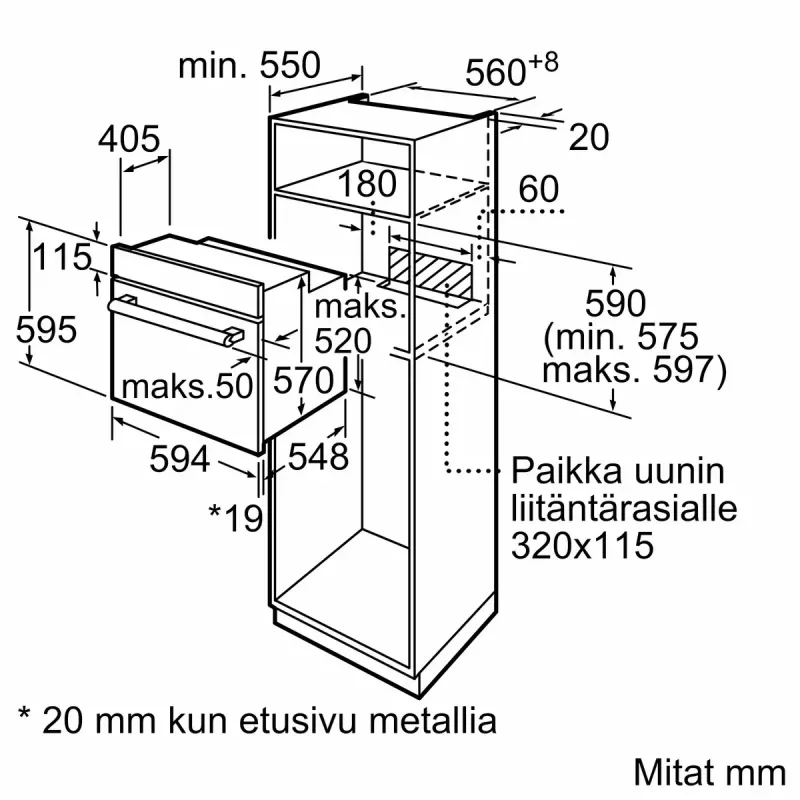 Įmontuojama elektrinė orkaitė Bosch Serie 2 HBF010BV1S — 66 l, sukamieji reguliatoriai, halogeninė lempa, A klasė, balta