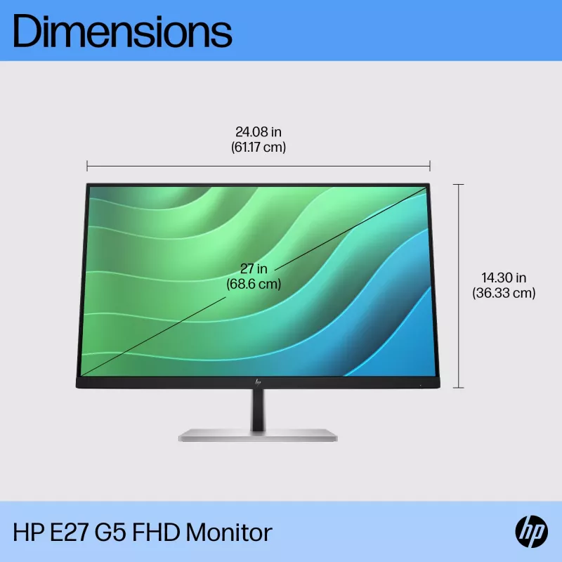 HP E27 G5 FHD Monitorius, 68,6 cm (27 colių), 1920 x 1080 pikselių, Full HD, LCD, 5 ms, Juoda
