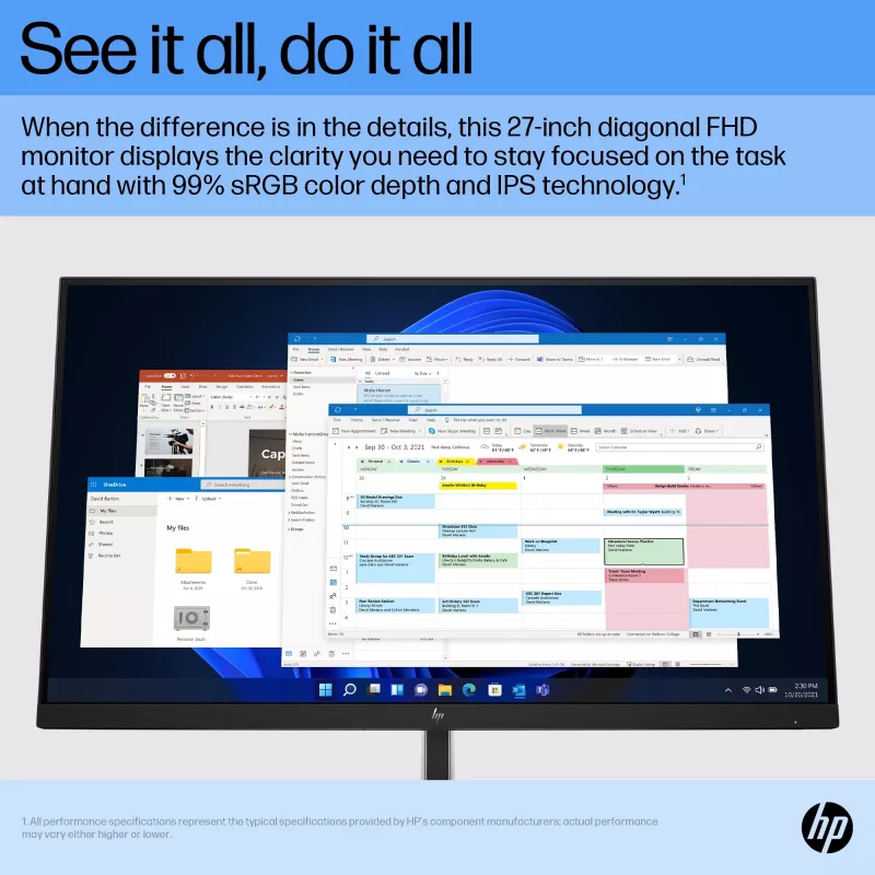 HP E27 G5 FHD Monitorius, 68,6 cm (27 colių), 1920 x 1080 pikselių, Full HD, LCD, 5 ms, Juoda