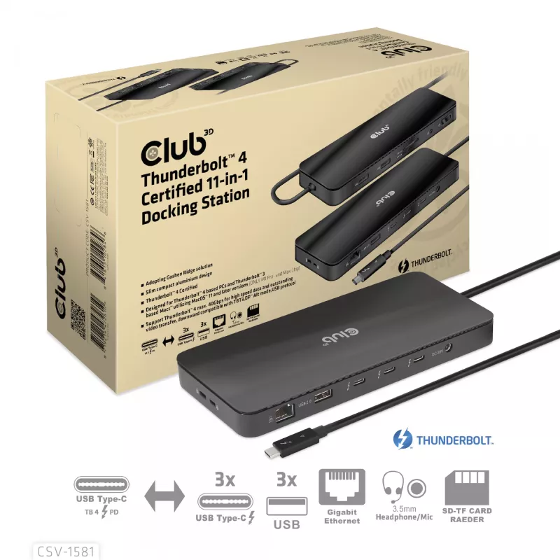Dokavimo stotelė CLUB3D Thunderbolt 4 Certified 11-in-1 140W