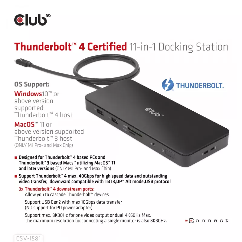 Dokavimo stotelė CLUB3D Thunderbolt 4 Certified 11-in-1 140W