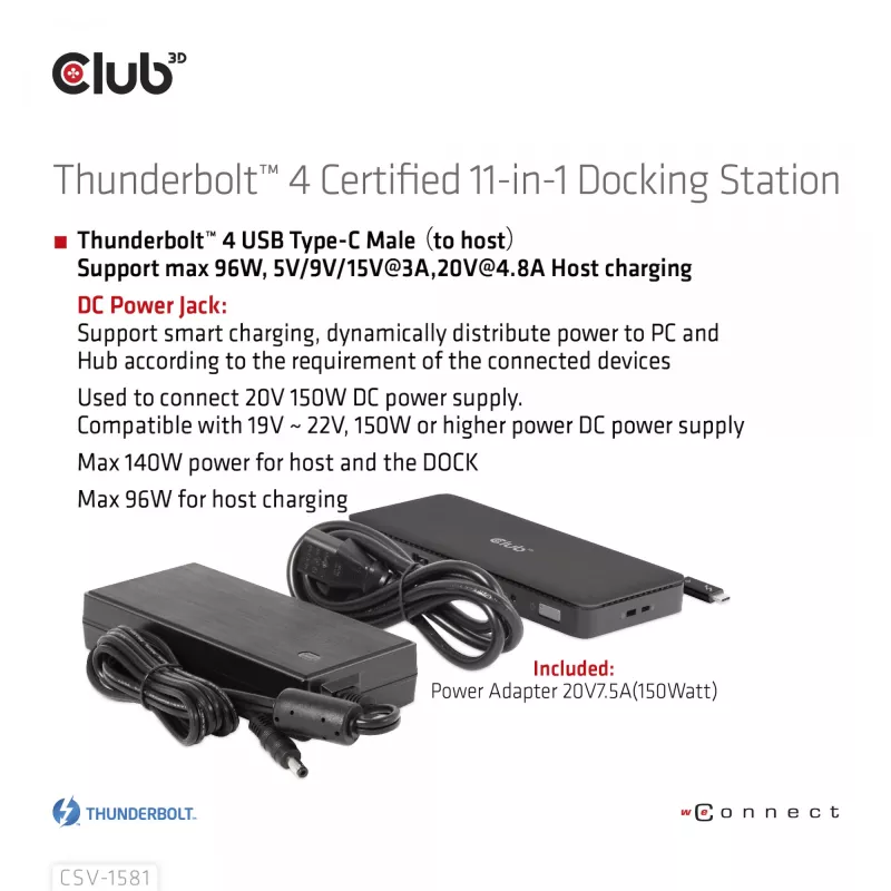 Dokavimo stotelė CLUB3D Thunderbolt 4 Certified 11-in-1 140W