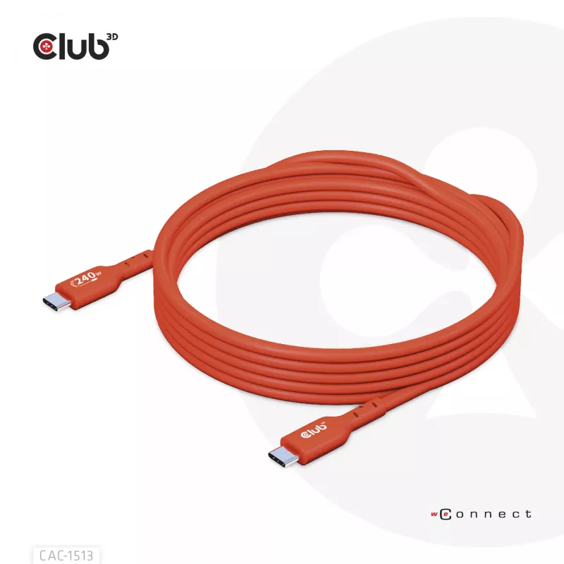 CLUB3D USB2 Type-C dvikryptis USB-IF sertifikuotas kabelis duomenims 480Mb, PD 240W(48V/5A) EPR M/M 3m / 9.84 ft