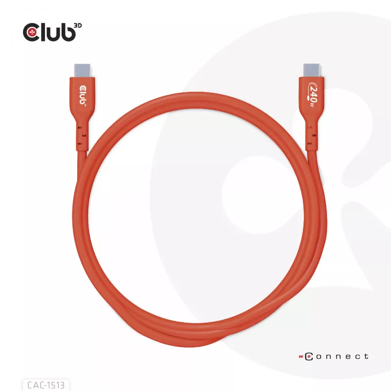 CLUB3D USB2 Type-C dvikryptis USB-IF sertifikuotas kabelis duomenims 480Mb, PD 240W(48V/5A) EPR M/M 3m / 9.84 ft