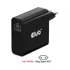 CLUB3D kelioninis įkroviklis 140 W, GaN technologija, vienas USB Type-C prievadas, palaiko Power Delivery (PD) 3.1