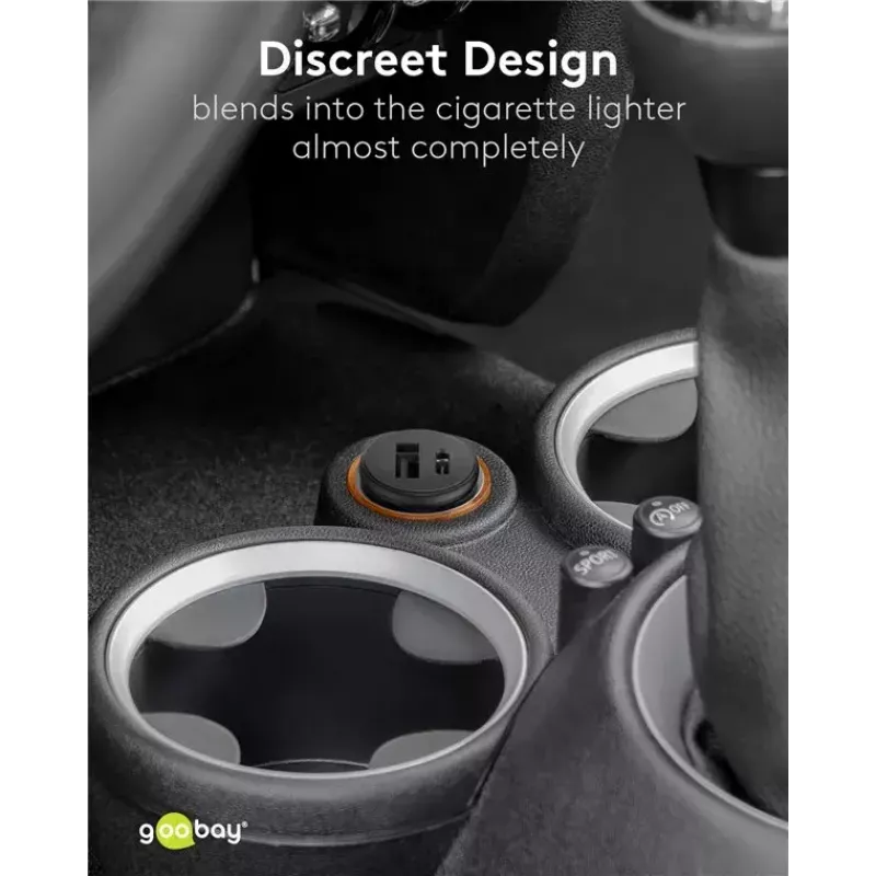 Goobay dviejų USB automobilinis greitasis įkroviklis USB-C PD 45 W juodas