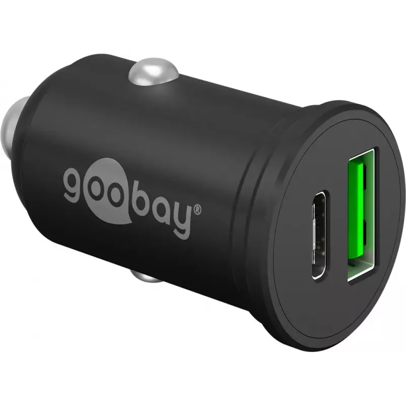 Goobay dviejų USB automobilinis greitasis įkroviklis USB-C PD 45 W juodas
