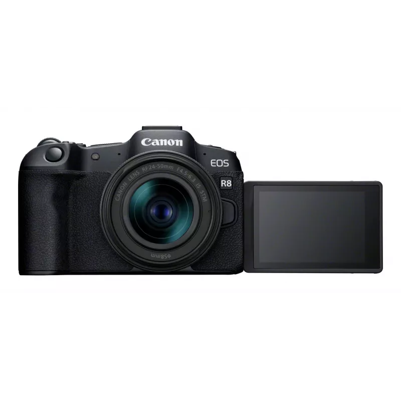Canon EOS R8 + RF 24-50mm F4.5-6.3 IS STM rinkinys, 24,2 MP, 6000 x 4000 pikselių, CMOS, 4K Ultra HD, jutiklinis ekranas, juoda