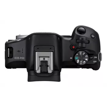 Canon EOS R50, juoda + RF-S 18-45mm F4.5-6.3 IS STM rinkinys, 24,2 MP, 6000 x 4000 pikselių, CMOS, 4K Ultra HD, liečiamasis ekranas, juoda